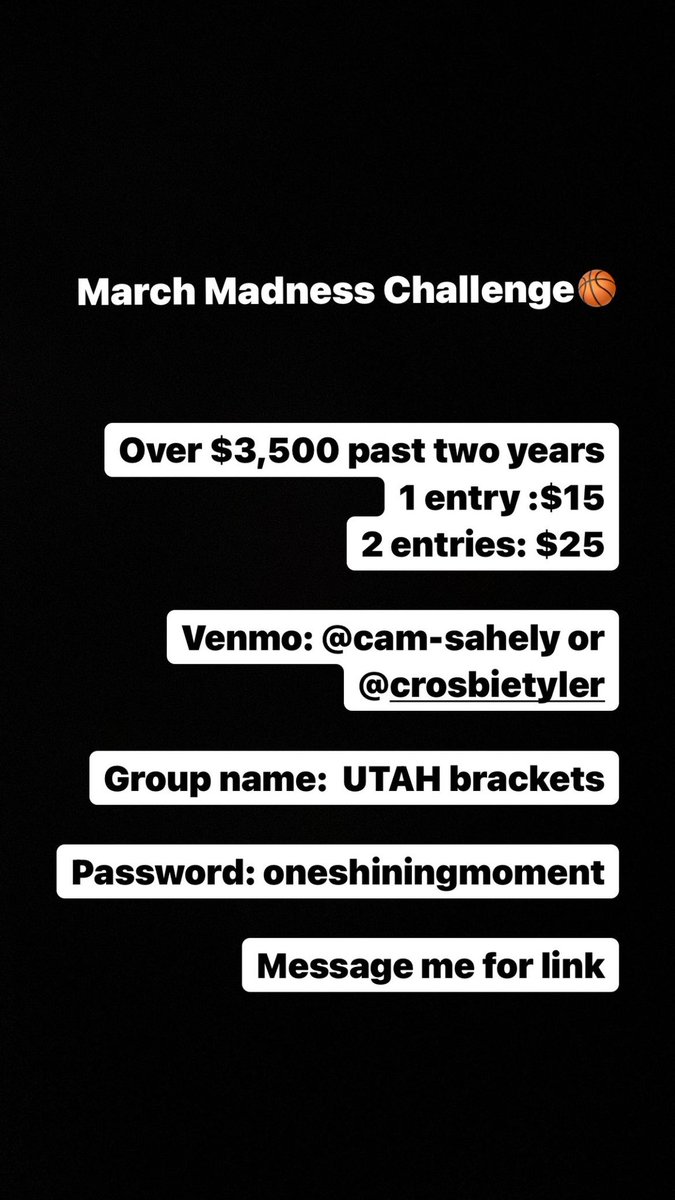Cam_S1990's tweet photo. 🏀🏀🏀 It’s time that of the year again!🏀🏀🏀

We’re firing back up the tournament bracket challenge.  Last two years we have had over $3,500 in the pot for winners.  

$15 - 1 entry
$25 - 2 entries 

Put your bracket name as your name please.

Next tweet in thread for LINK. https://t.co/rBY6bN3cX6