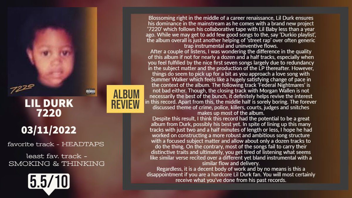 NerdMusiq's tweet photo. LIL DURK - 7220/2022/ALAMO RECORDS/HIP HOP,TRAP https://t.co/OqAV73NGir