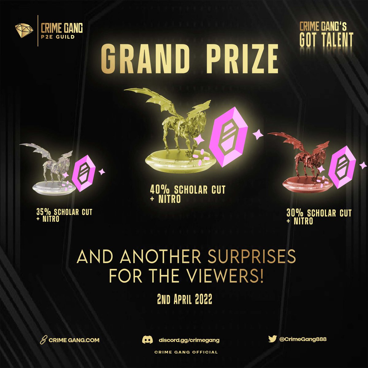 CrimeGang888's tweet photo. Practice your talents and prepare to step onto the stage in this exciting competition!

+WIN TEMP PEGAXY SCHOLARSHIP!

Like, follow and retweet to be eligible for the Giveaway
SIGN-UP: https://t.co/CQBCTVtY9J 
#crimegang #pegaxy #p2e #pegaxyscholarship #pegaxyscholarships https://t.co/yXpZidyeuC