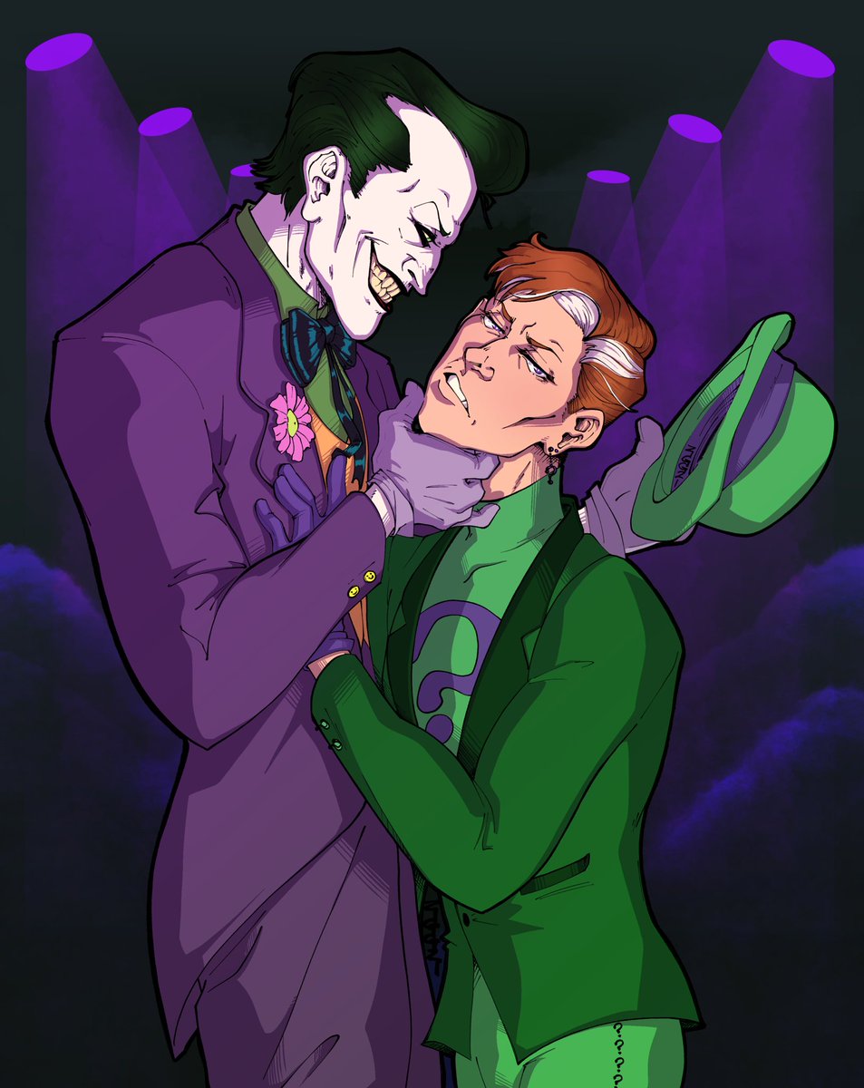 ziggbot_art's tweet photo. “You’re a villainous thing, and we can’t have you living a lie.” #Joker #TheRiddler #riddler #TheJoker #dccomics #Batman #fanart #ziggart https://t.co/gLCmAGBz0d
