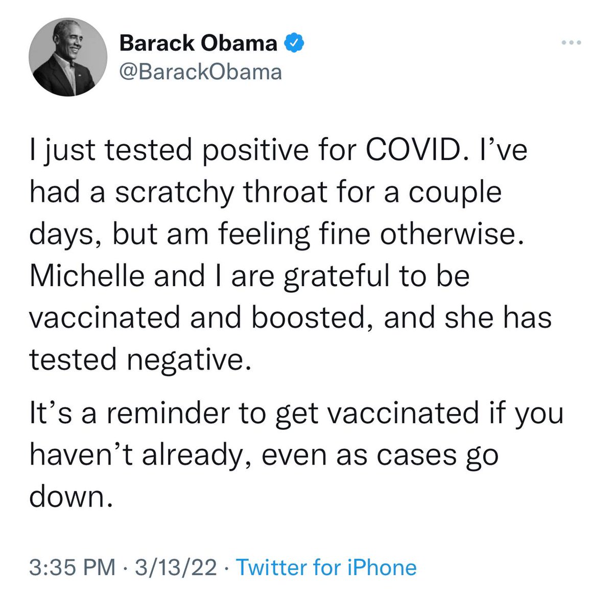 bpchillers's tweet photo. 🇺🇸 — JUST IN: Former President Barak Obama tested positive for Covid. https://t.co/TG5QELPJlN