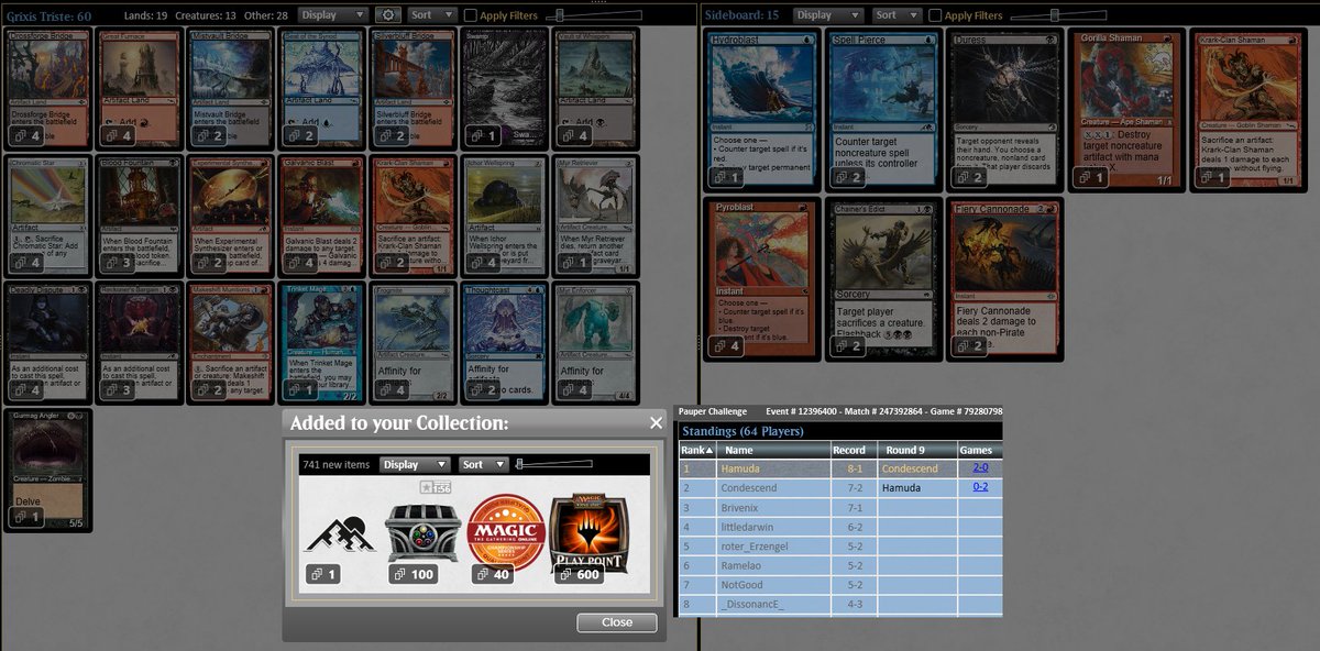 WON THE PAUPER CHALLENGE, mirror in the final!