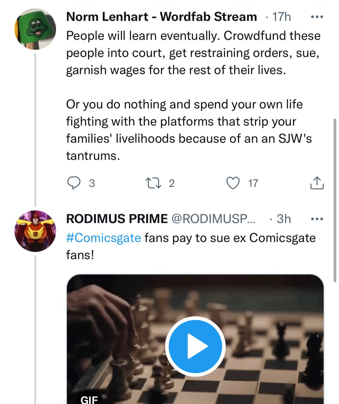 Comicsgate Posting Their Ls on Twitter "Lets sue our backers and