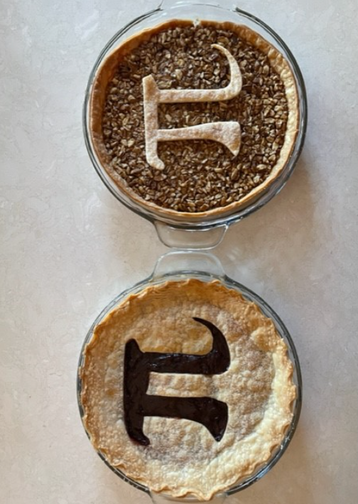 WheatonProvost's tweet photo. Preview of delicious juneberry rhubarb &amp; hickory nut pies by beloved polymath, professor, and administrator, Dr. Gary Larson @wheatoncollege in celebration of #piday2022 #PiDay #sabbathbaking https://t.co/MuATHclCRi