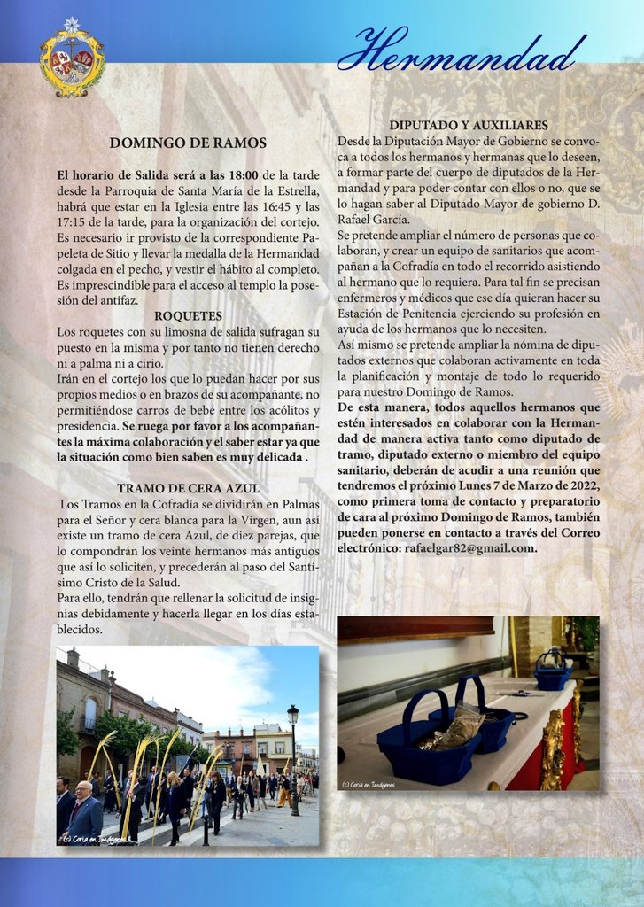 BorriquitaCoria's tweet photo. Recuerda:
REPARTO DE PAPELETAS DE SITIO
🗓 del lunes 14 al viernes 18 de marzo
⏰ de 20 a 22 horas
🏢 Casa Hermandad, calle Colón 21, Coria del Río #SaludyVictoria https://t.co/XDukubmtpV
