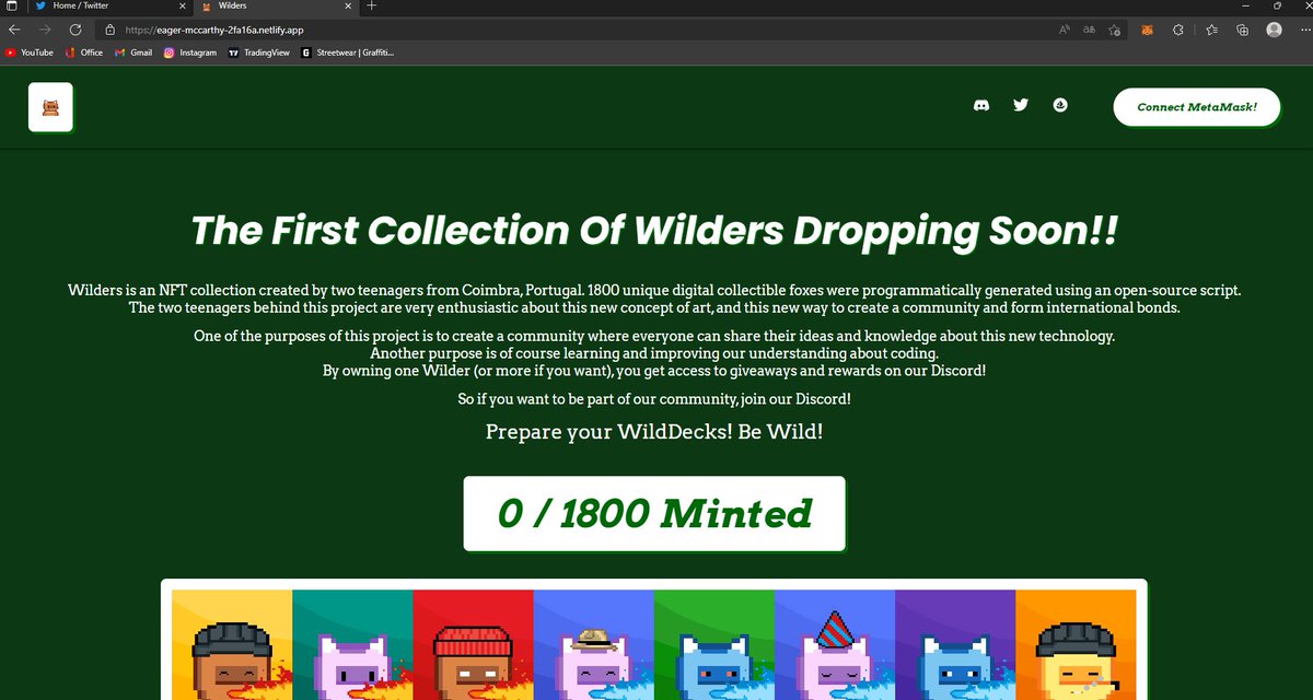 Hello guys, just passing buy to drop a print of our website!
Website: eager-mccarthy-2fa16a.netlify.app

#NFTCommunity #NFT #NFTs #NFTCollection #NFTProject #NFTarts #NFTartwork #ETH #Polygon