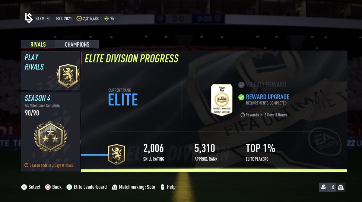 MadkourMuhammad's tweet photo. Elite Top 1%!! #FIFA22 #PS5 #STEMI_FC https://t.co/iyOHEAq95f