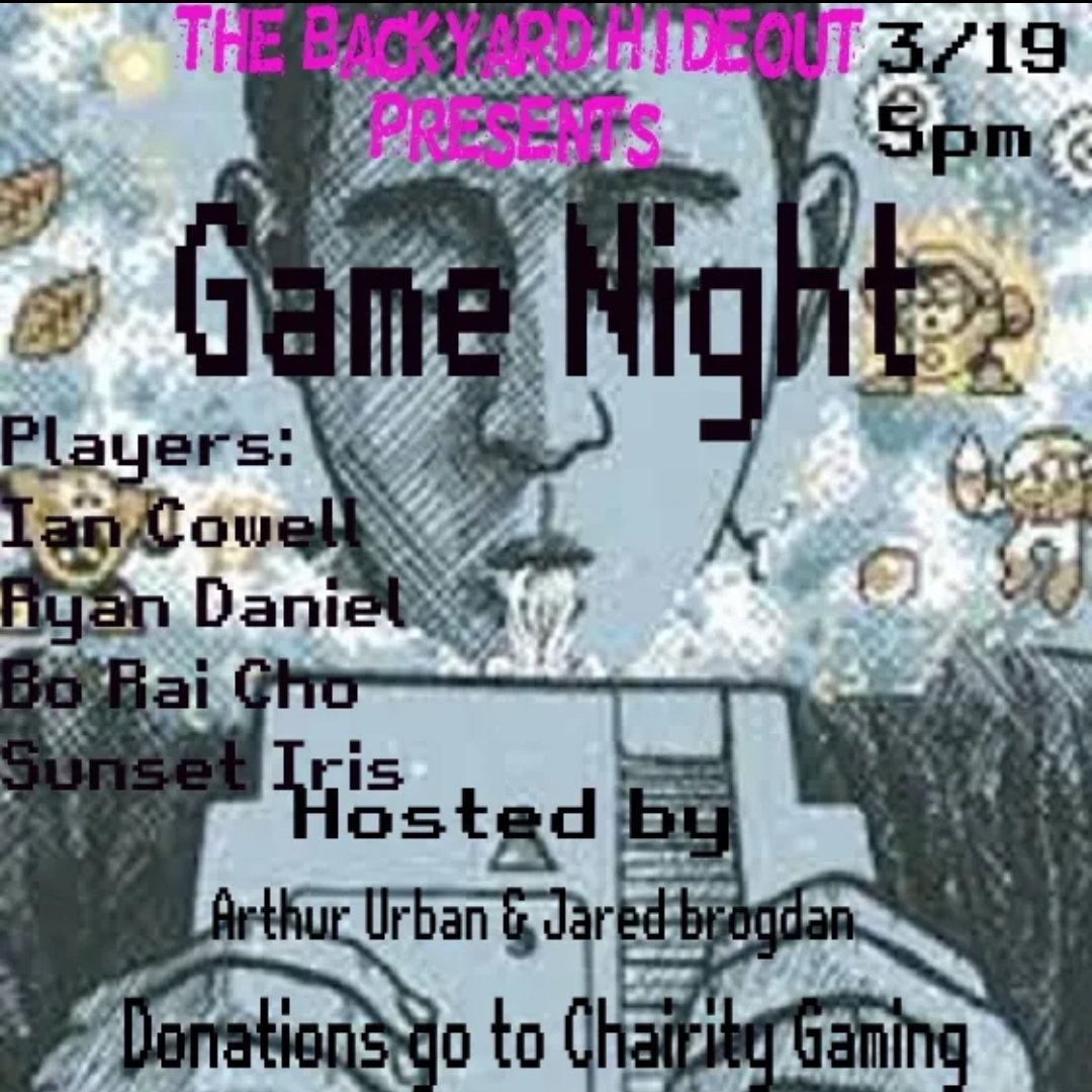 BackyardHideout's tweet photo. Join us this Saturday at 5pm! Fb live! 

#EastBay #EastBayMusic #OnlineMuisc #OnlineMusicVenue #GameNight #CharityGaming https://t.co/oDscmPLtTH