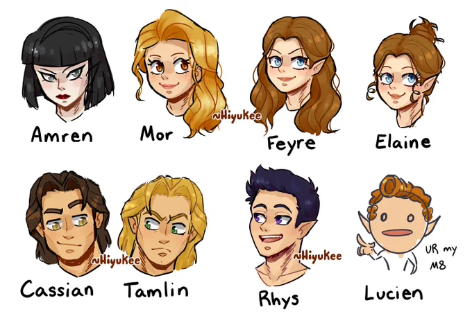 My cousin's favorite book series is A Court of Thorns and Roses and she wanted me to read it and then she begged me to draw the characters, so anyways she read aloud to me and our other friend while I drew some of em: 