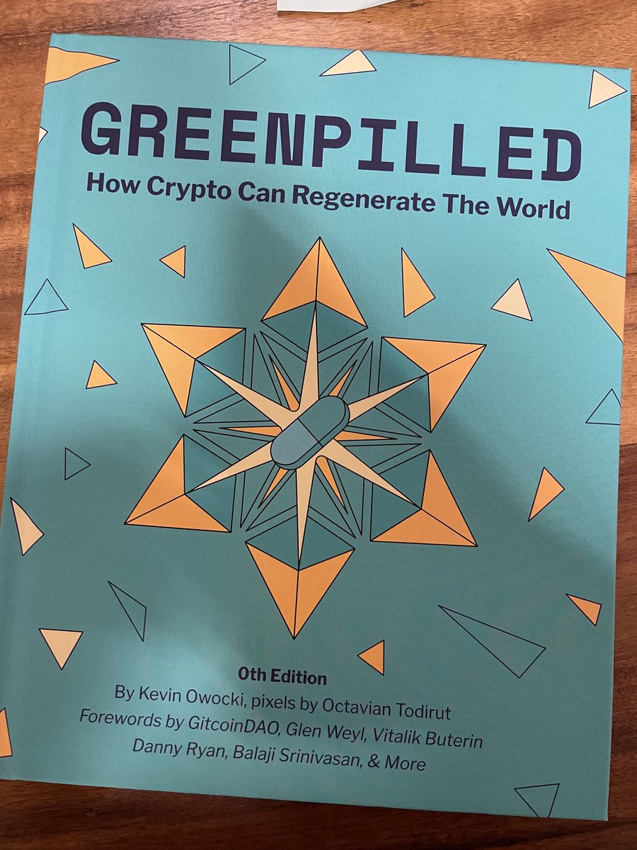 Really enjoyed Greenpilled by ⁦<a href="/owocki/">owocki</a>⁩ which captures potential of pluralist values encoded into new crypto network institutions. A few highlights, of note ⁦<a href="/glenweyl/">(((E. Glen Weyl/衛谷倫))) ⿻ 🇺🇸/🇩🇪/🇹🇼</a>⁩’s optimistic skepticism.