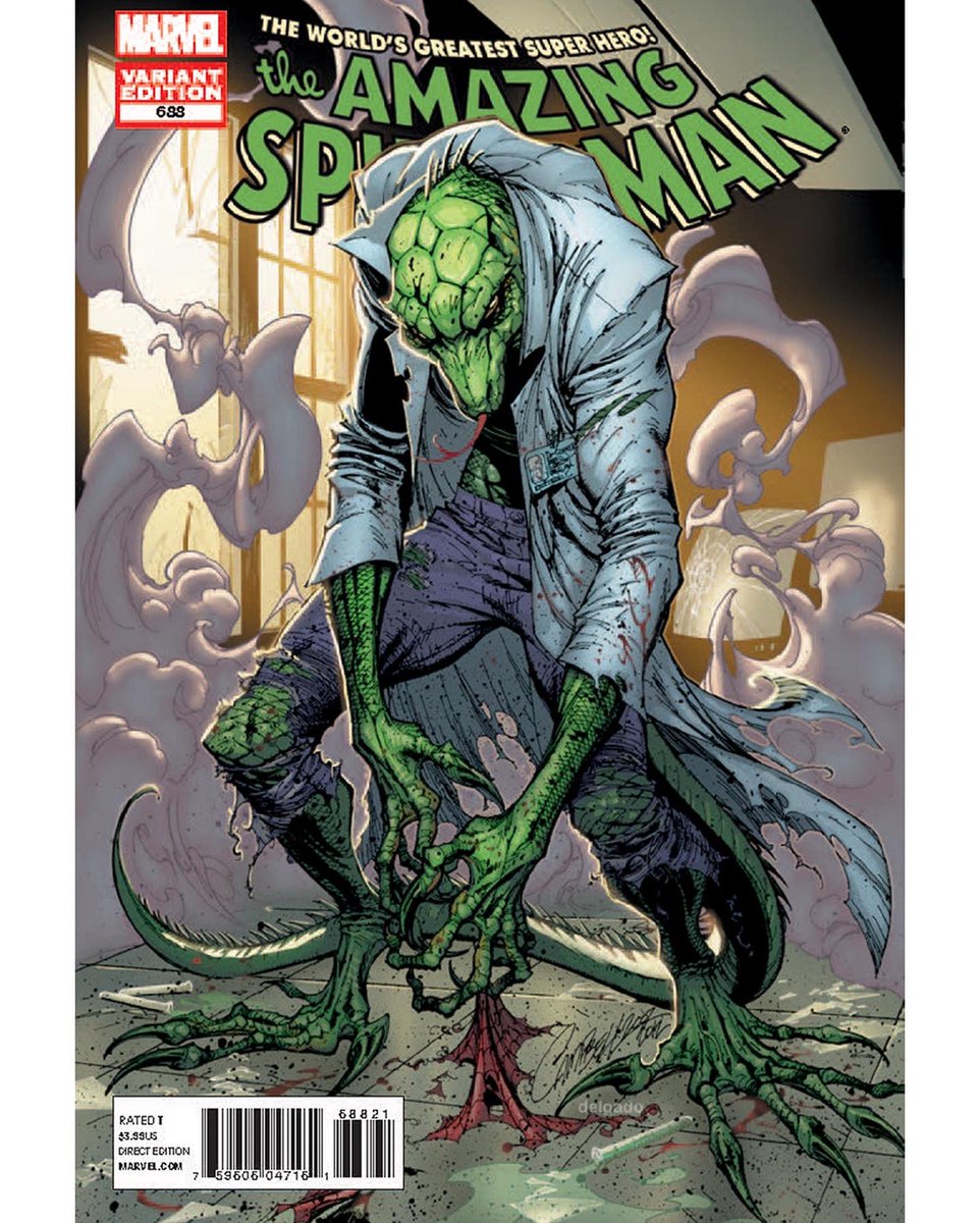 🕸🦎 Marvel visual development supervisor @IanJoynerArt recently posted a cool design concept for The Lizard in @SpiderManMovie `No Way Home' that really appealed to my leaner and stretched out aesthetic to the character, as depicted on the cover of ASM #688 ! 