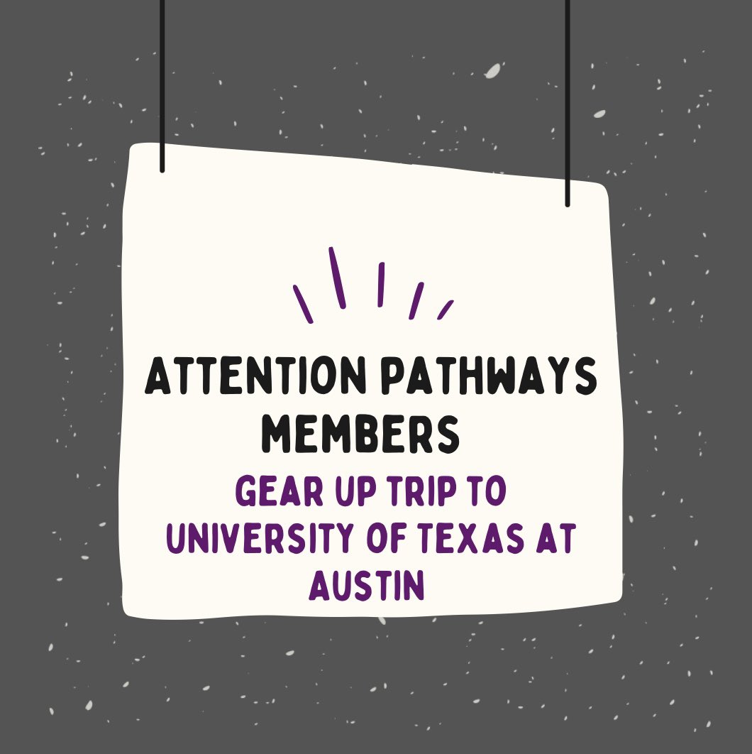 Attention Pathways Members! Be on the lookout for more information on our trip to The University of Texas at Austin! This trip will take place the week of April the 4th. 
To get involved with #pathwaysmentoring shoot us an email at pathways@smcisd.net
-
- 
 #pathways