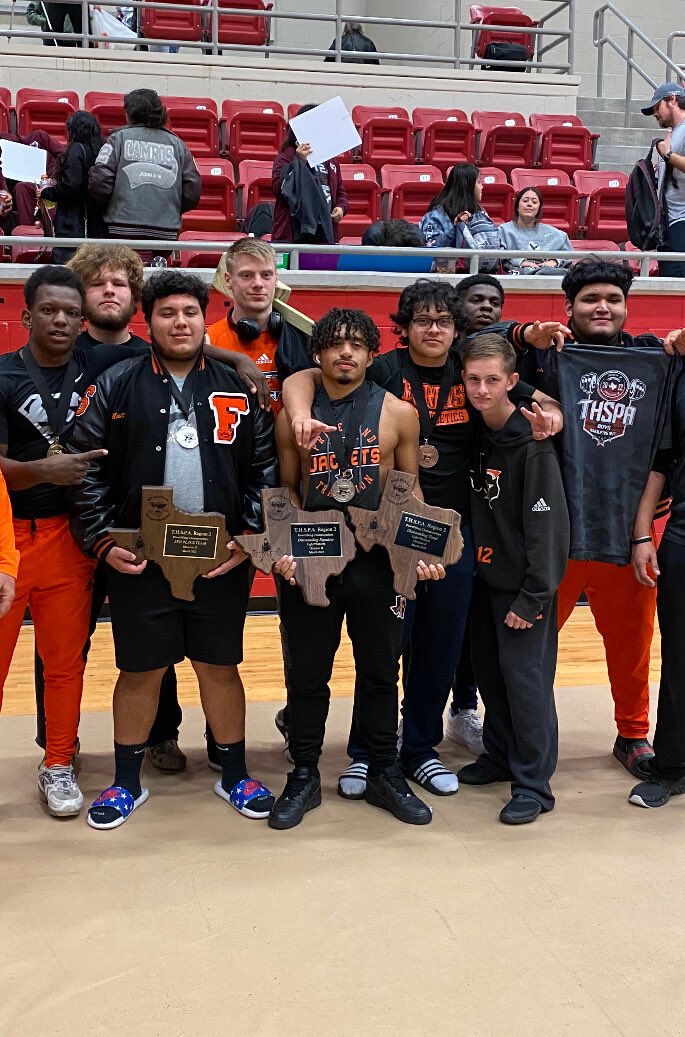 ferrisallsports's tweet photo. Congratulations!!!

Ferris Yellowjacket Powerlifting Team for coming in 2nd overall at the Region 2 Division 2 Regional Powerlifting Meet Saturday

Matthew McFadden 
Anthony Lopez 
Derrick Willis 
Ethan Colvin
Joseph Hutson 
Marc Anthony Calderon 
Matthew Quiroz
Joseph Fuentes https://t.co/p1TvLYGQxA