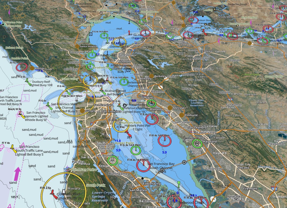 San Francisco Bay Nautical Chart produced by i-Boating (https://fishing-app.gpsnauticalcharts.com/