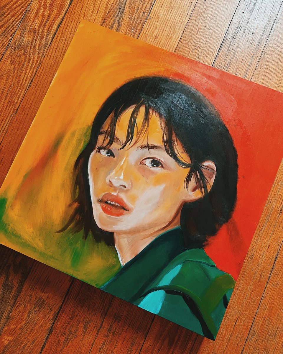 scvrletchild's tweet photo. Nearly finished with my portrait of Kang Sae-byeok ❤️‍🔥

#squidgame #painting #art #portrait https://t.co/OcUuiy8iNZ