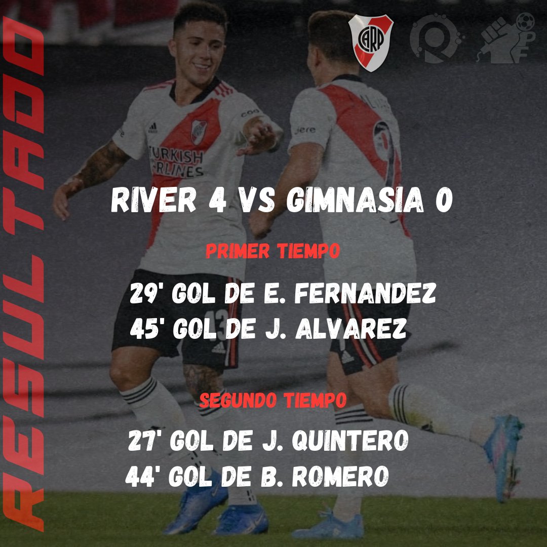 PauloFilippini's tweet photo. River goleó a Gimnasia y ya espera por el #Superclasico del domingo que viene.
#River #riverplate #goleada #Gimnasia #gimnasiadelaplata 
@infocityredes https://t.co/ZNqPaNp8WC