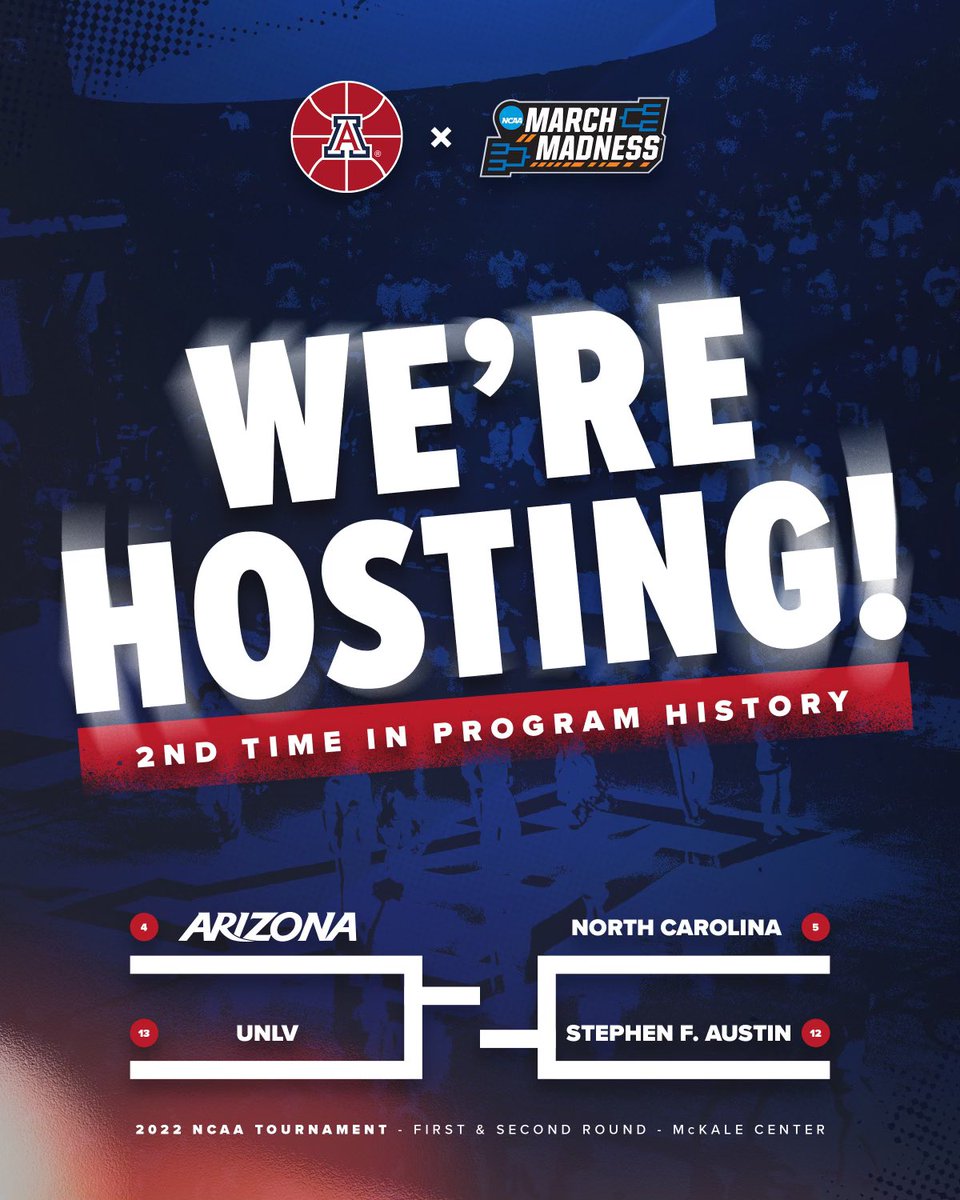 ArizonaWBB's tweet photo. For the second time in program history, we’ll host the first two rounds of the NCAA Tournament 🔥

#MadeForIt | #BearDown https://t.co/hzm7DtUw6g