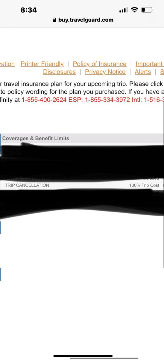Kate_zeller33's tweet photo. Literally says trip cancellation 100% refundable. But nope they won’t refund me anything. https://t.co/HolfgFrIni