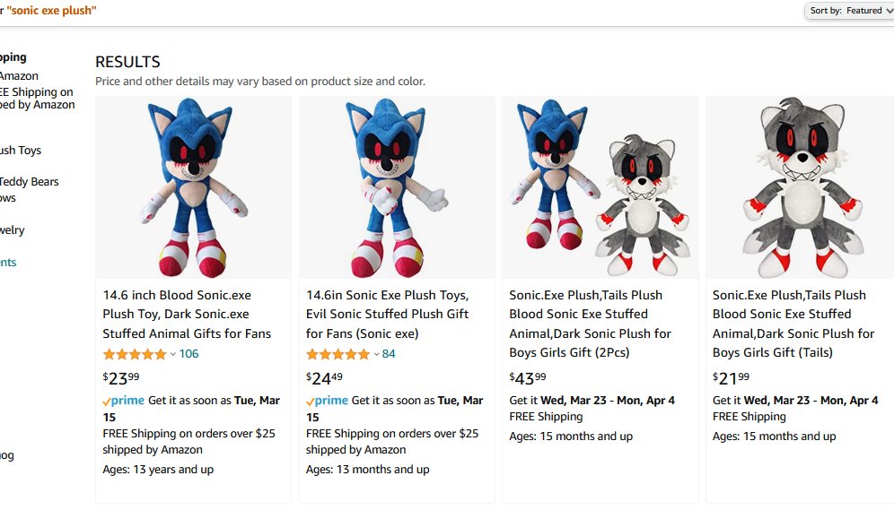 14.6 inch Blood Sonic.exe Plush Toy Dark Sonic.exe Stuffed Animal