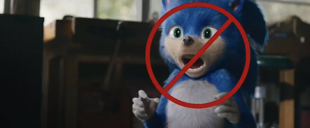 Can’t believe they acknowledge the old Sonic Movie design and put a no sign in front of it. Also can’t believe they showed this in the marketing for Sonic The Hedgehog Movie 2. https://t.co/1mAtASiN7Y