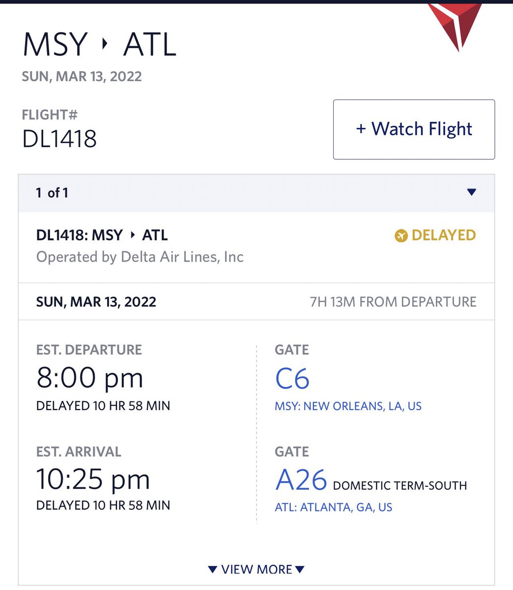 Jesse_Mize's tweet photo. First our flight got delayed 11 (eleven!!) hours, then when we finally land in Atlanta they tell us they can’t get us to our final destination until tomorrow, but they’re out of hotels and can’t do anything about it @Delta https://t.co/cJz6fo0MmJ