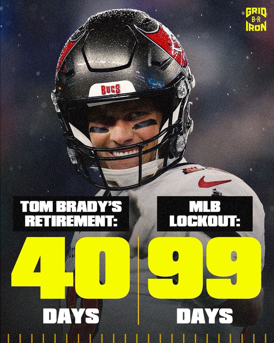 BleacherReport's tweet photo. The MLB lockout lasted longer than Tom Brady’s retirement 😂 https://t.co/y9JtVxXRMz