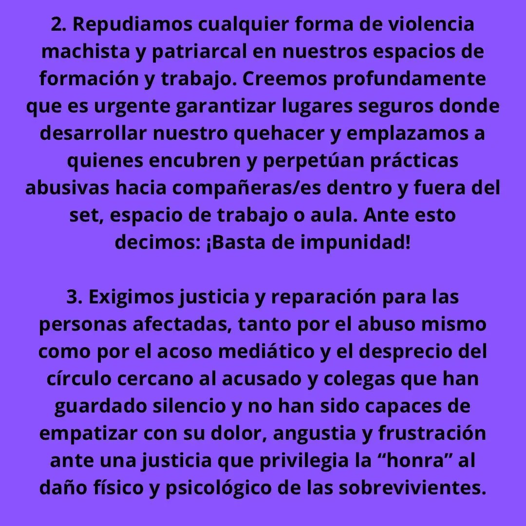 actriceschile's tweet photo. Ante el comienzo del juicio al director de cine, Nicolás López, este lunes 14/03 por los casos de acoso, abuso sexual y violación denunciados en 2018, como organizaciones activistas Feministas y trabajadoras de las artes escénicas y audiovisuales, declaramos lo siguiente: https://t.co/TyreTeKbQo