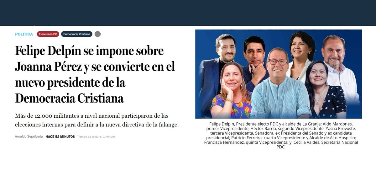 El pueblo democratacristiano ha optado por colaborar a un real proceso de transformaciones. No haremos alianzas con el conservadurismo ni tomaremos palco en este momento histórico en que termina un mal gobierno y se necesita acuerdos políticos para avanzar hacia un país mejor.