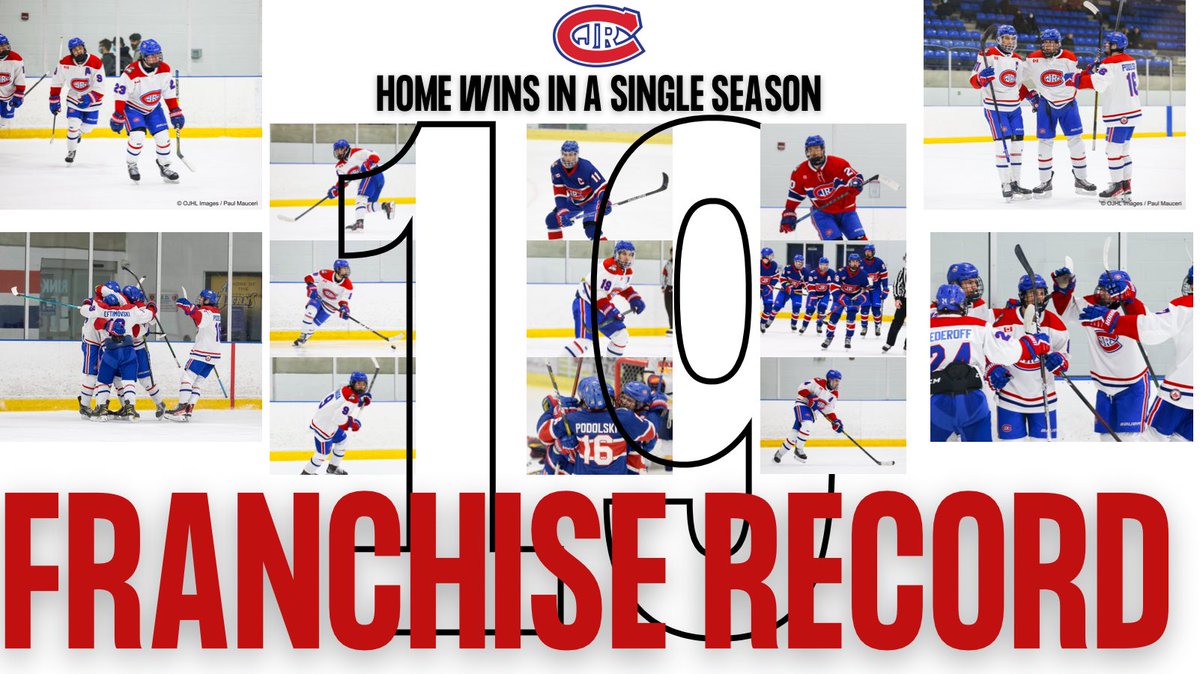 OJHLJrCanadiens's tweet photo. 🚨 FRANCHISE RECORD 🚨 

With tonight’s victory over the Cobourg Cougars the Canadiens have set a Franchise Record for Home Wins in a season 

@OJHLOfficial https://t.co/5i5LX1n8dq
