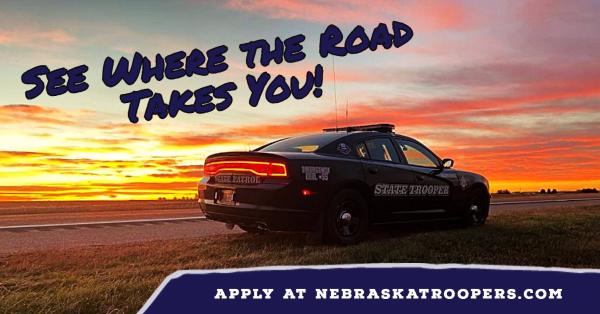 A career of opportunity as a Nebraska State Trooper starts on the road. But from there, your journey can take you anywhere. 

Applications are open this month at NebraskaTroopers.com! 

#JoinNSP and see where the road takes you. #PatrolTheGoodLife #Nebraska #LifeOfService