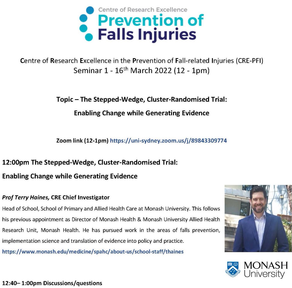 msk_health's tweet photo. The first @CRE_PFI #seminar for 2022 is on this Wednesday 12-1pm (16 March). You can join the seminar via Zoom: https://t.co/yr28hfuACA #falls #fallinjuries #fallprevention https://t.co/BkM6jqVpgo