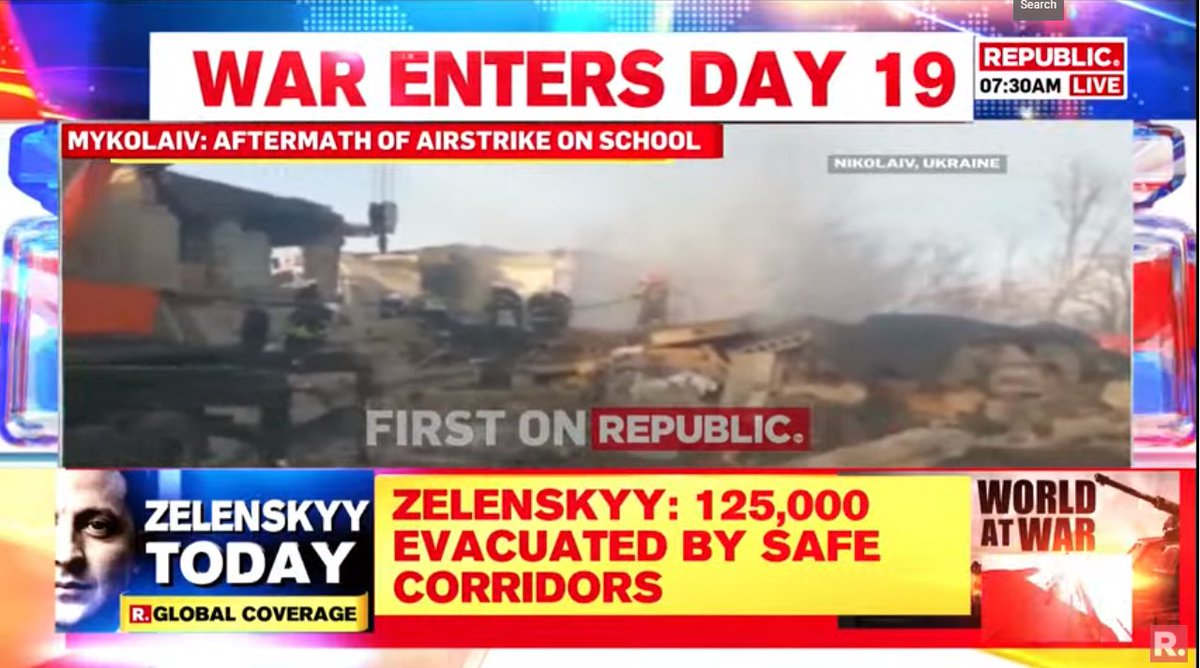 republic's tweet photo. #BREAKING | Ukraine President Zelenskyy reiterates no-fly zone demand over Ukraine to NATO: 'If you do not close our sky, it is only a matter of time before Russian missiles fall on your territory'

Tune in to #WATCH #LIVE here - https://t.co/uwut2combG https://t.co/bbM5fReMGg