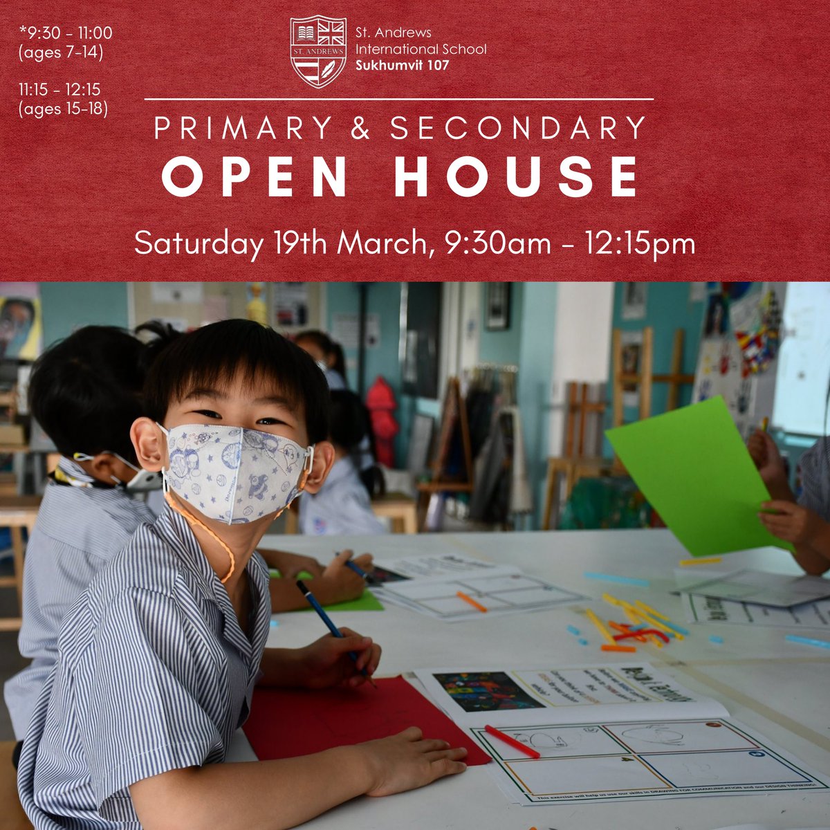 S107 would like to welcome prospective parents to our Primary &amp; Secondary Open House on Saturday 19th March, on campus.

We are also offering scholarship programmes. 

Click here to sign up: bit.ly/341ZRHn