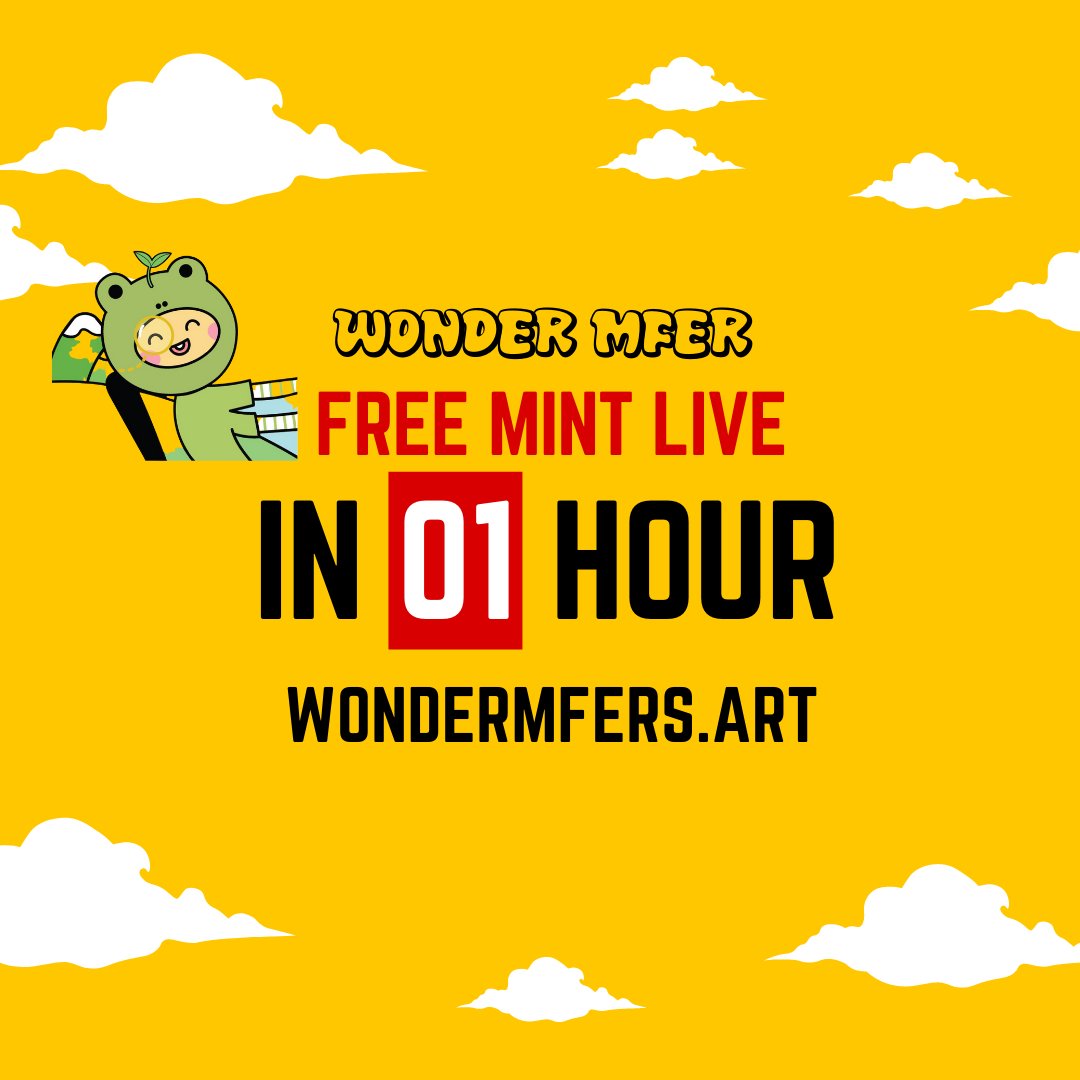 MferWonder's tweet photo. 🆘ARE YOU READYY!!!! Minting Freeee 
@WonderMfers - #MINTING_FREE AVAILABLE In 1 Hour - The next blue chip inspired by @WonderPals and @Mfers
#FreeMint #freemintNFT #NFTGiveaway #NFTs 
👉 https://t.co/VnW7ySRDAE https://t.co/oh3IhcLYXi