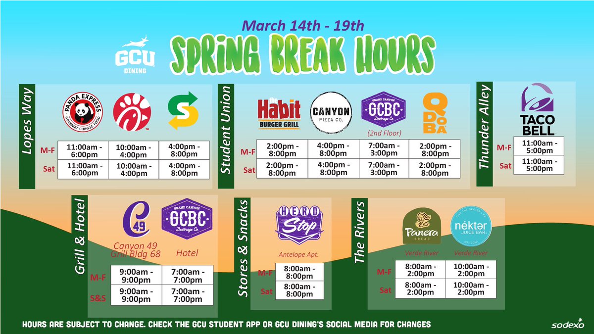 Heads up, Lopes! We are opening more locations, starting tomorrow, for you all.

Keep an eye on our social for any other changes ! #LopesUp #GCU