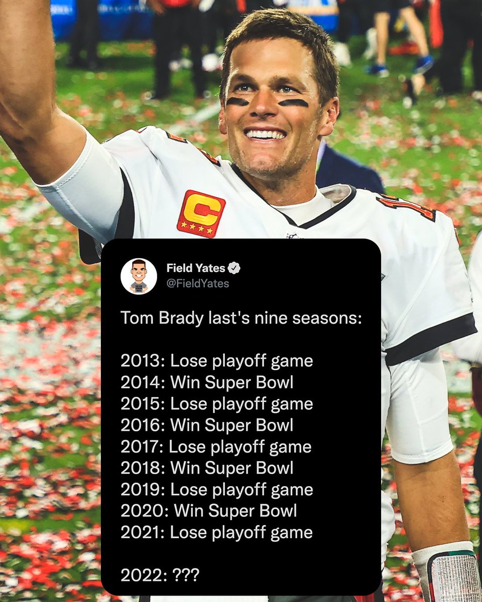 ESPNNFL's tweet photo. What will season 23 look like for Brady? 🤔 https://t.co/302VaC8NBY