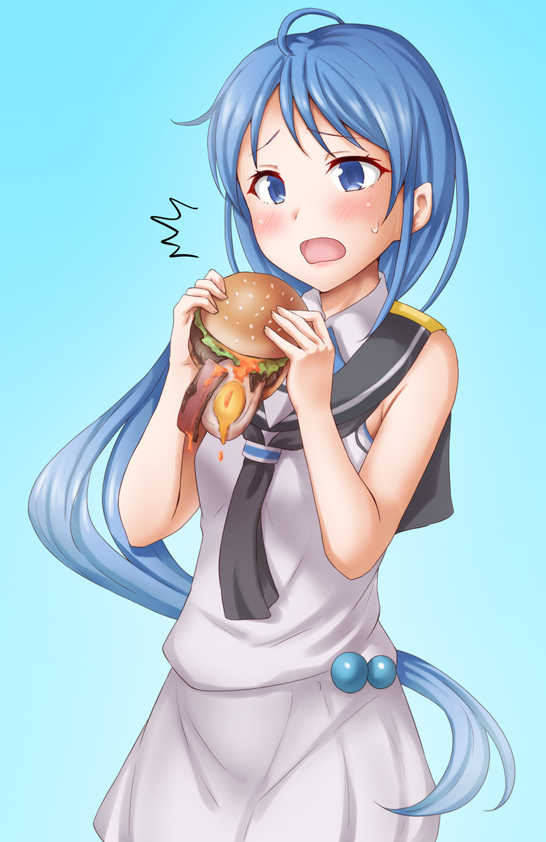 五月雨(艦これ) 「五月雨ちゃんはバーガー食べるの苦手そう
#艦これ 」|あんちのイラスト