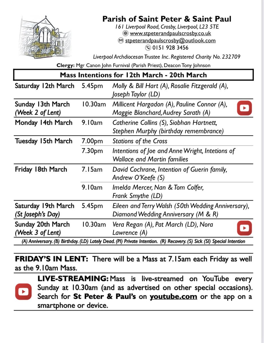 SeftonSouthDean's tweet photo. Newsletter for SS Peter &amp; Paul’s, Crosby. https://t.co/IXnlaNjw1M