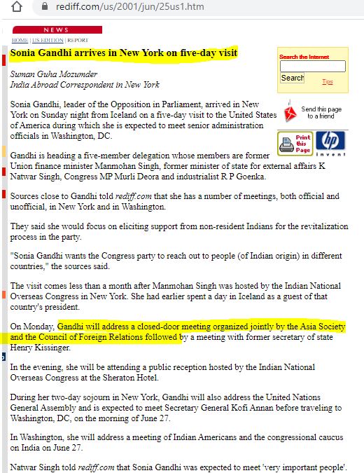 15. In the USA, She had a ‘Close door’ Meeting with ‘The Council of Foreign Relations’.