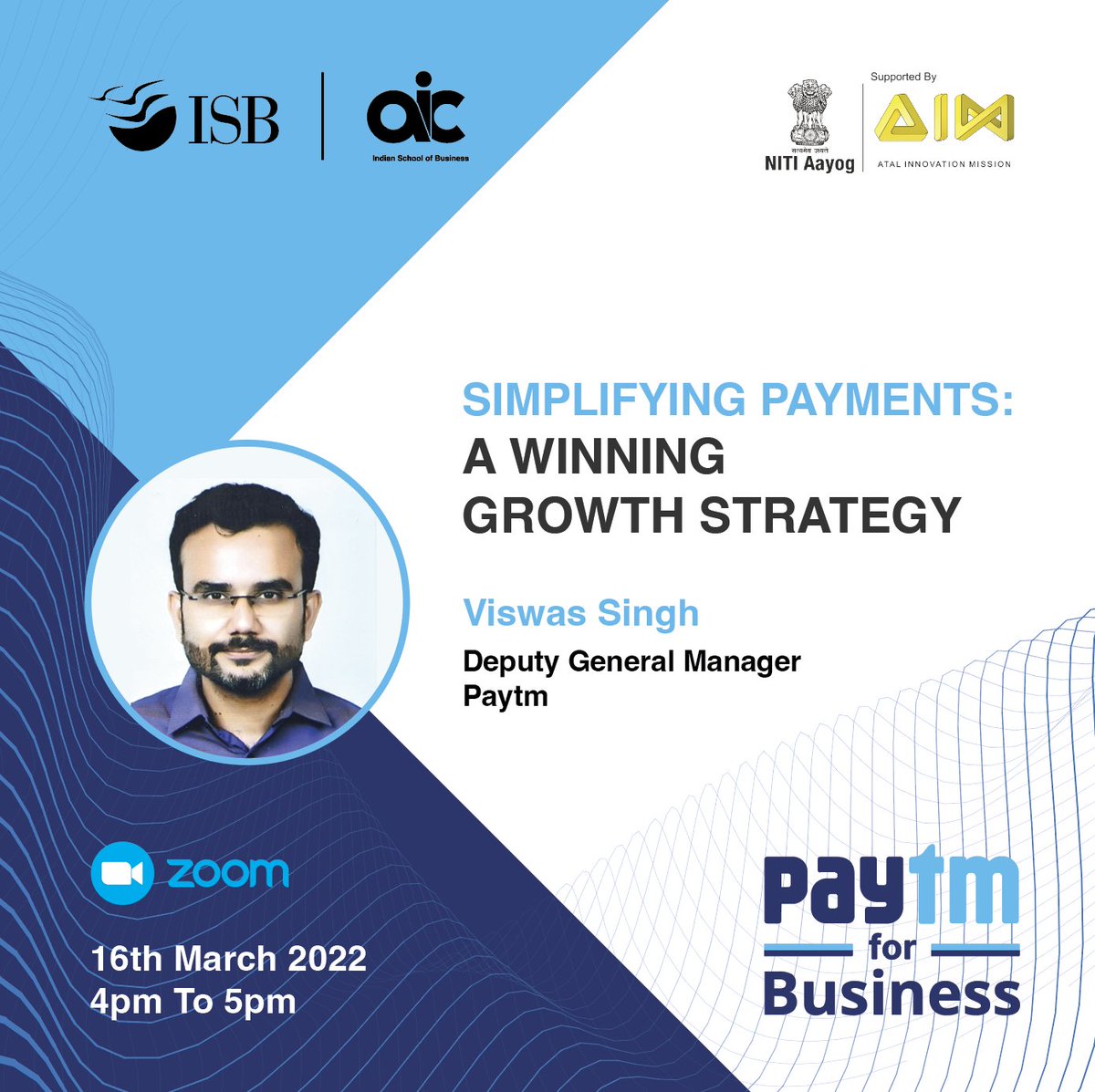 AIC at Indian School of Business (@aicisb) on Twitter photo Join us on 16 March '22 for #webinar on Simplifying Payments: A Winning Growth Strategy by Viswas Singh, DGM <a href="/Paytm/">Paytm</a>
Register for webinar to know things one can do to increase #conversion rates on their website/app
Register forms.gle/XyfJhBLwRQ3Ycu…
<a href="/ISBedu/">Indian School of Business (ISB)</a> <a href="/AIMtoInnovate/">Atal Innovation Mission Official</a> <a href="/ISB_DLabs/">DLabs</a> Join us on 16 March '22 for #webinar on Simplifying Payments: A Winning Growth Strategy by Viswas Singh, DGM <a href="/Paytm/">Paytm</a>
Register for webinar to know things one can do to increase #conversion rates on their website/app
Register forms.gle/XyfJhBLwRQ3Ycu…
<a href="/ISBedu/">Indian School of Business (ISB)</a> <a href="/AIMtoInnovate/">Atal Innovation Mission Official</a> <a href="/ISB_DLabs/">DLabs</a>