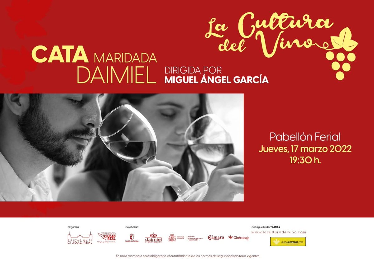 CATA DE VINOS 
Evento a beneficio de la Asociación Española de Esclerosis Múltiple Daimiel
Para explorar las características con motivo del programa "LA CULTURA DEL VINO", que desarrolla la Diputación de Ciudad Real como antesala  a FENAVIN