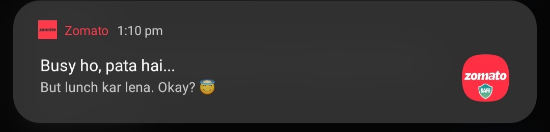 BeingMonk1's tweet photo. When Zomato behaves like your Mom 😁 https://t.co/MsulfijNWD