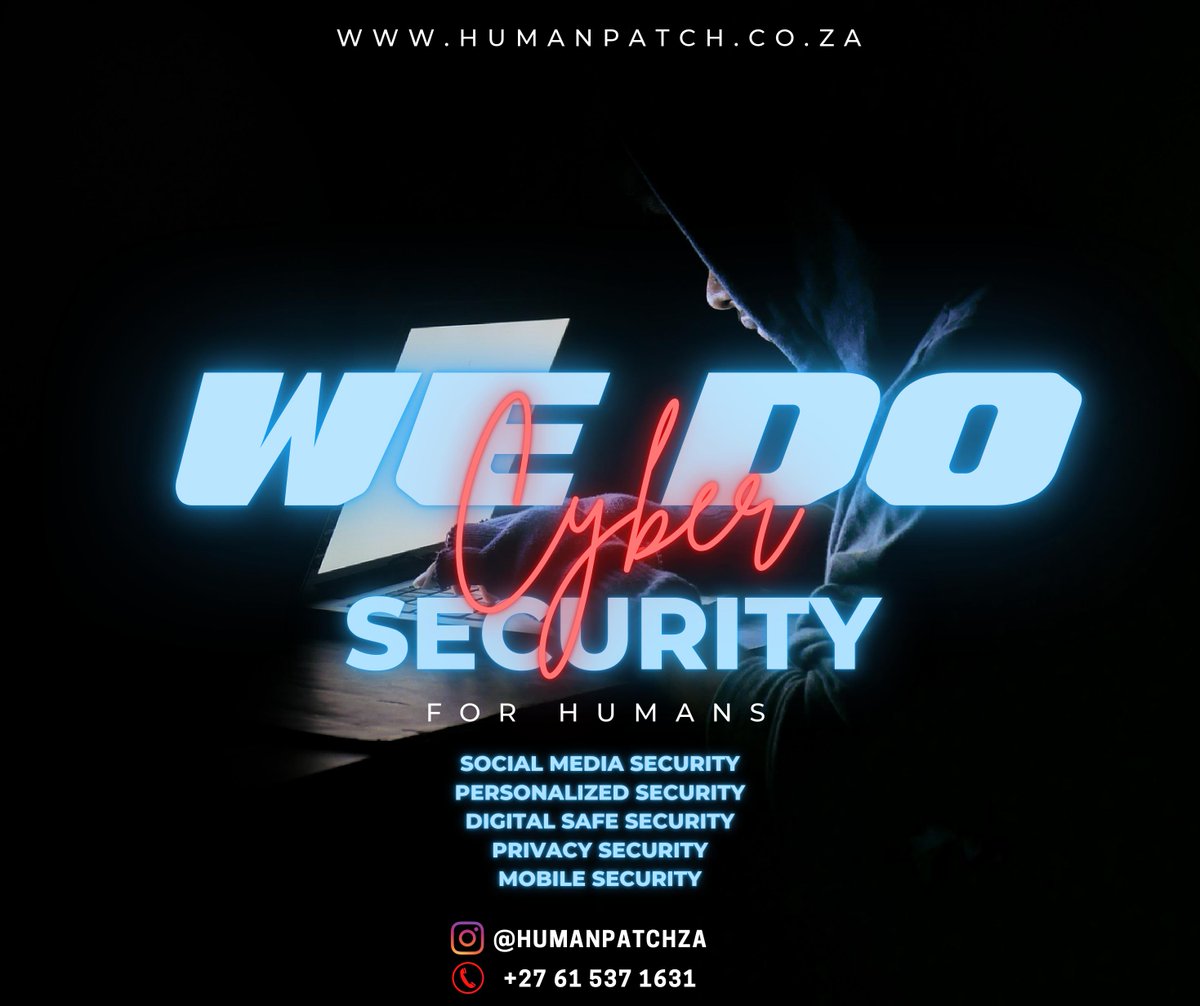 HumanPatchza's tweet photo. We do #cybersecurity
Let us help you with your #security
We are #humanpatchza https://t.co/XAbhqqPm6g