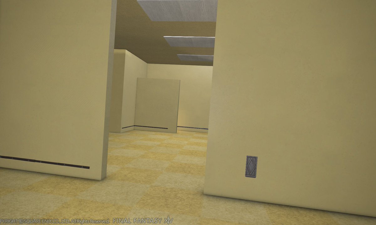 Zionff14's tweet photo. ハウジングで「Backrooms」のレベル0:「ロビー」を再現してみました🟨🟨🟨
※元ネタはホラーコンテンツです。検索や視聴の際はご注意を。 #backrooms  #ff14ハウジング ＃ff14housing https://t.co/84zlhrkSDv