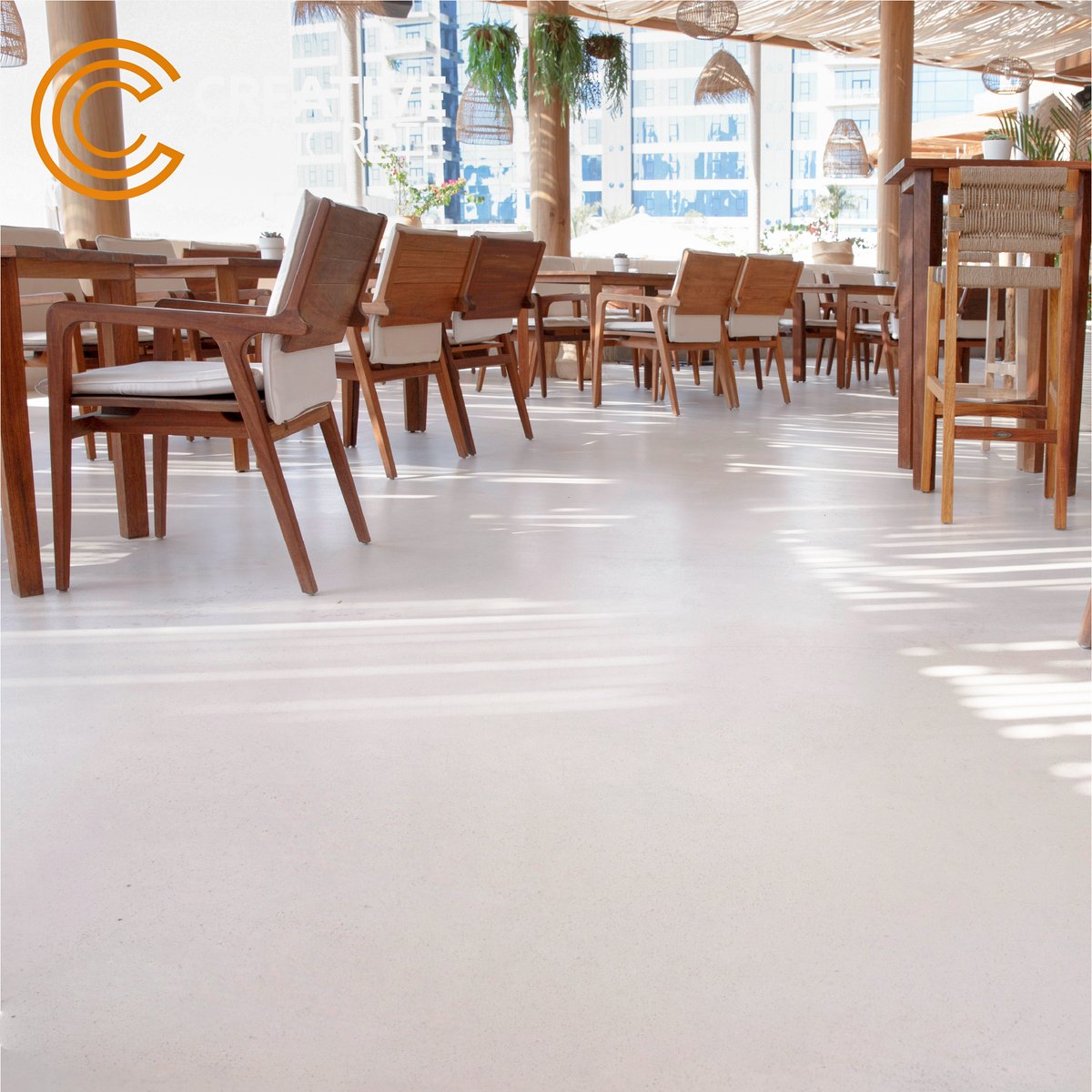 creativecreteme's tweet photo. TopCrete 720 Polyacrylate Terrazzo Overlay @ Ula Dubai, Palm Jumeirah: A thin-set economical cement-based alternative to epoxy-based terrazzo, applicable in internal as well as external areas to produce a seamless &amp; elegant flooring with a variety of colored decorative aggregates https://t.co/GP3tlPrGNK