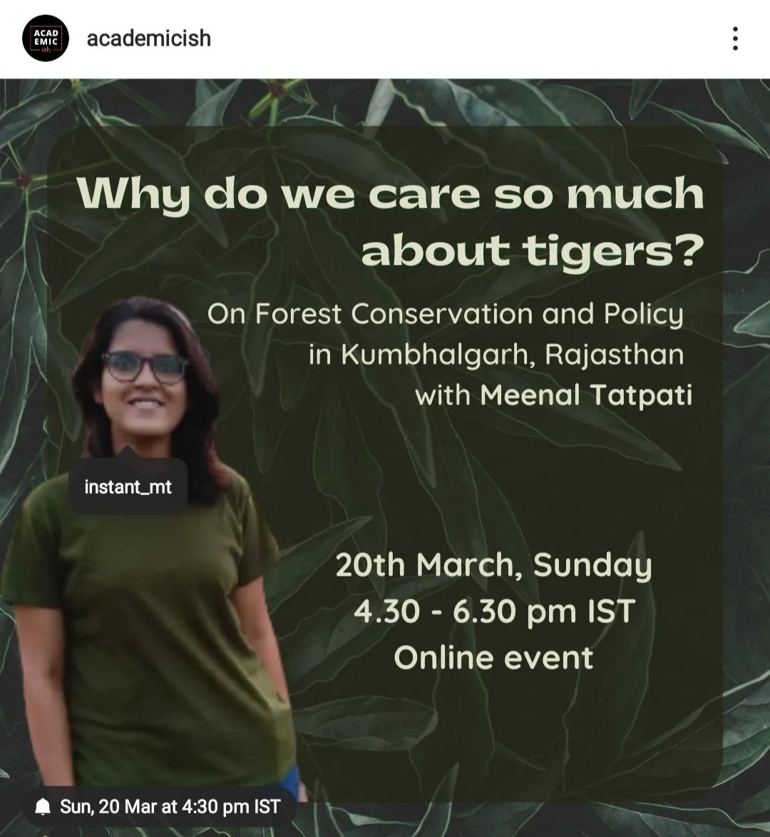 meenal_tatpati's tweet photo. Doing something this Sunday with @academicish  exploring Protected Areas, expansion and the myth of tiger conservation in Kumbhalgarh, Rajasthan.
Here is the link: https://t.co/nyMCuHTTBA

 @ICCAConsortium
@ForestRightsAct @IlseKohler https://t.co/Q1bcDTsvfr