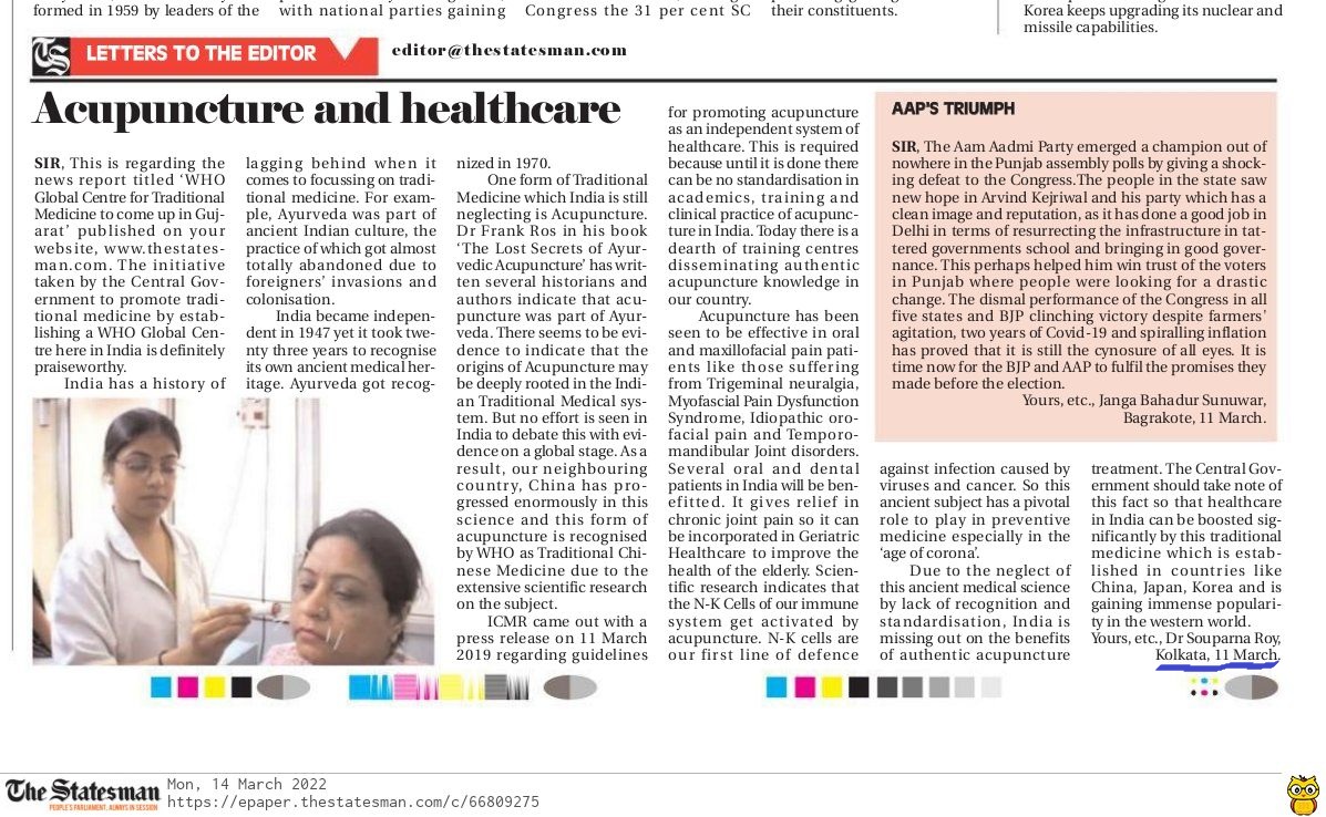 DrInderjitAcu's tweet photo. Demands to boost up Acupuncture system for better health services to all'Indian
@narendramodi @PMOINDIACURRENT @MoHFW_INDIA @cmohry @CMOfficeUP @ https://t.co/9507gbTDH6
