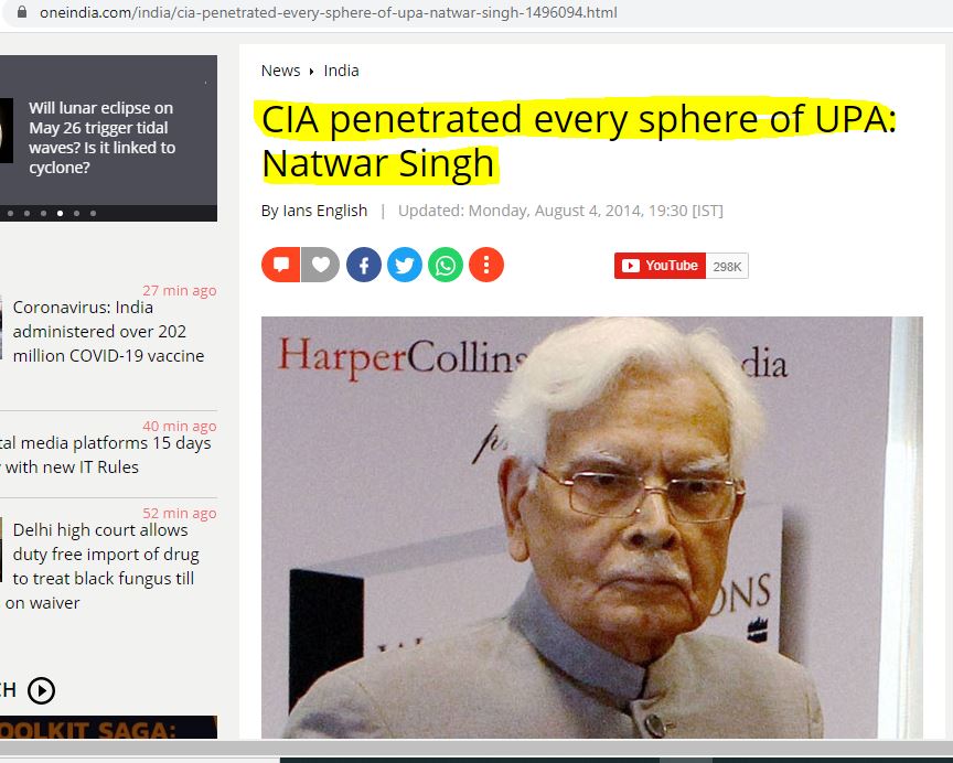 26. In the Last I will Post a statement of Natwar Singh who traveled with Sonia Gandhi in 2010 to the UK, Iceland and the USA!