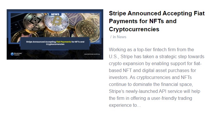 ournftplace's tweet photo. A new innovation from top fintech company in the US Stripe Inc will support NFTs and crypto currency  trade by accepting Fiat as payment.
https://t.co/GygLRvhCVQ https://t.co/VF4OVWhfrN