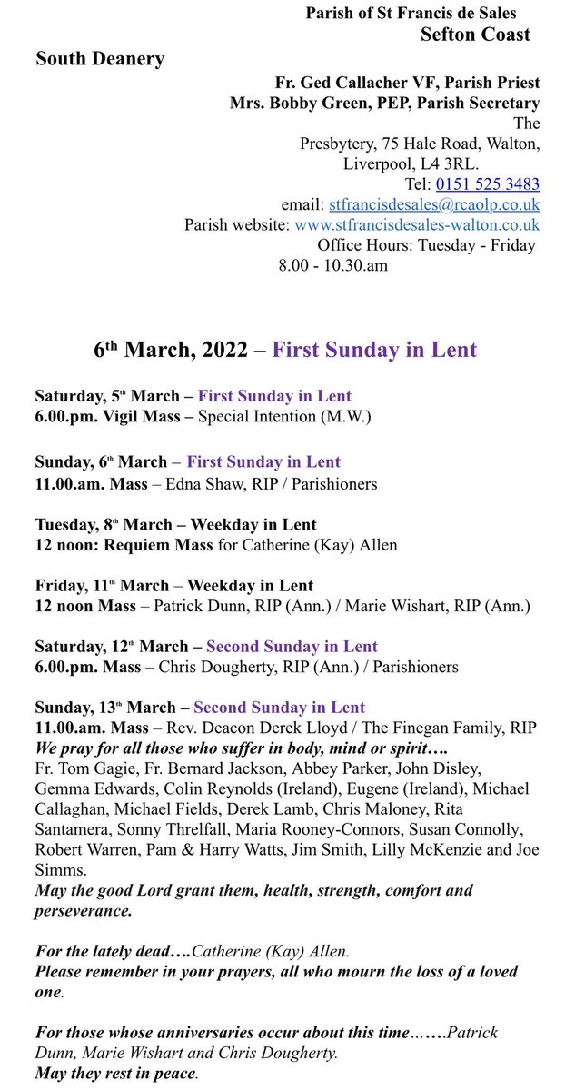 SeftonSouthDean's tweet photo. Newsletter for St Francis de Sales, Walton. https://t.co/ir24aNetr5